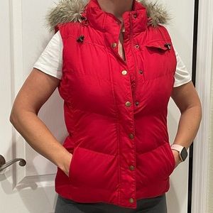 Banana Republic Red Hooded Puffer Vest